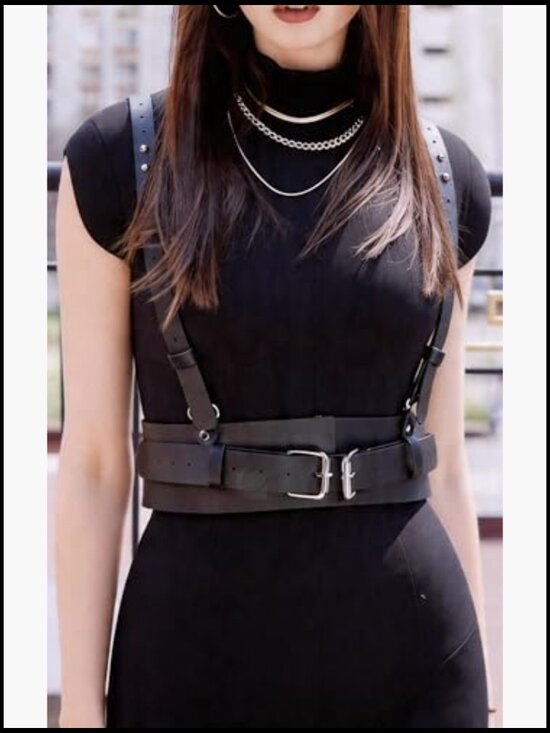 Faux Leather Harness Waist Belt Adjustable Straps Goth Punk Festival Stage main image 4